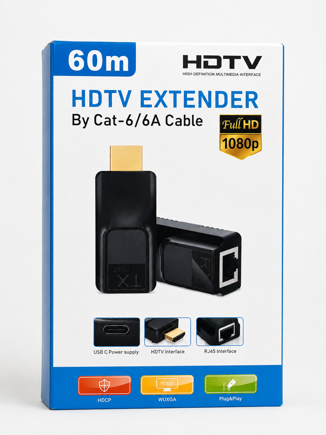 HDMI Extender 60M عبر كابل Cat6/Cat6A