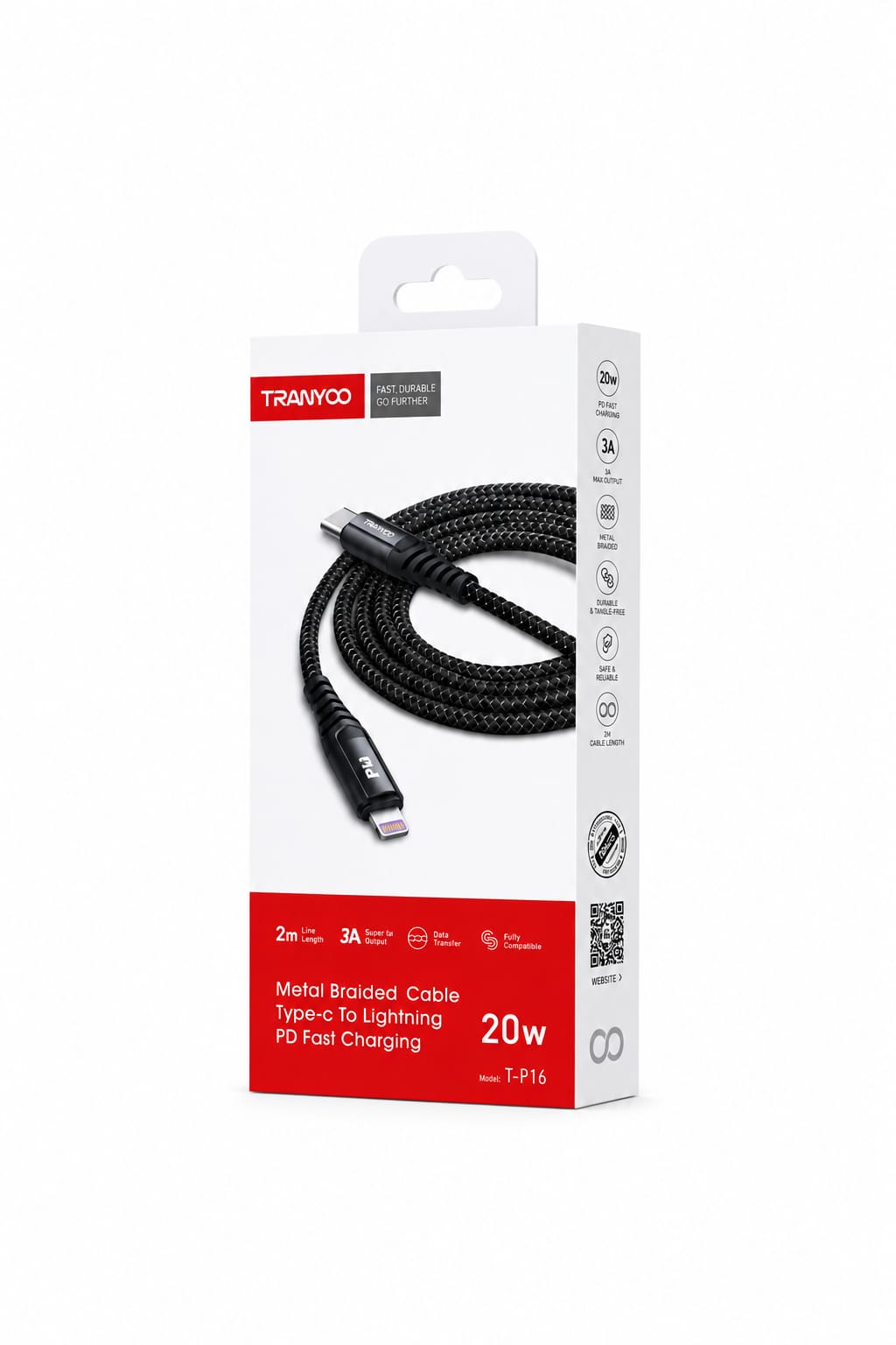 كابل Tranyoo T-P16 من نوع USB-C إلى Lightning.