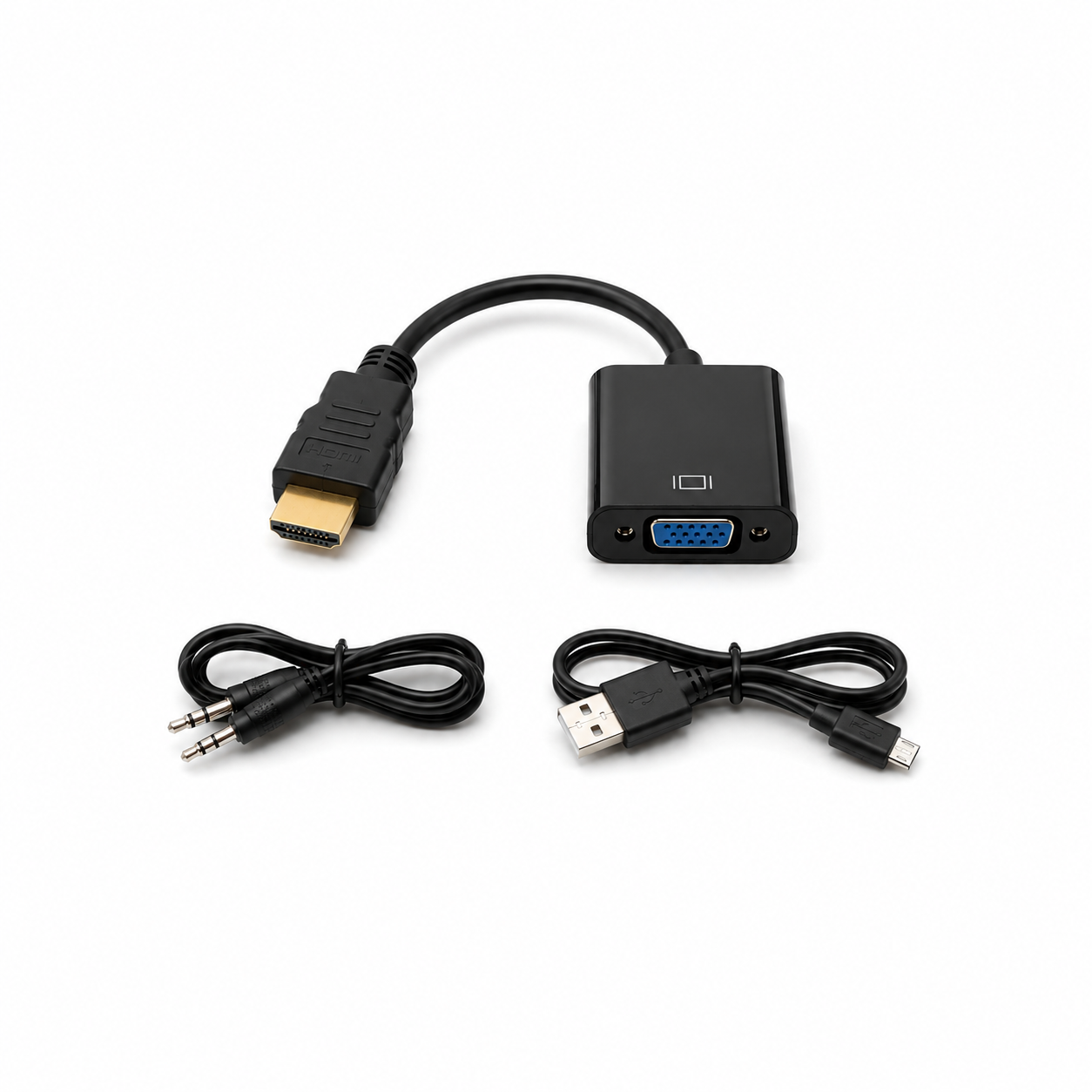 محول HDMI إلى VGA مع كابل صوت وكابل طاقة USB