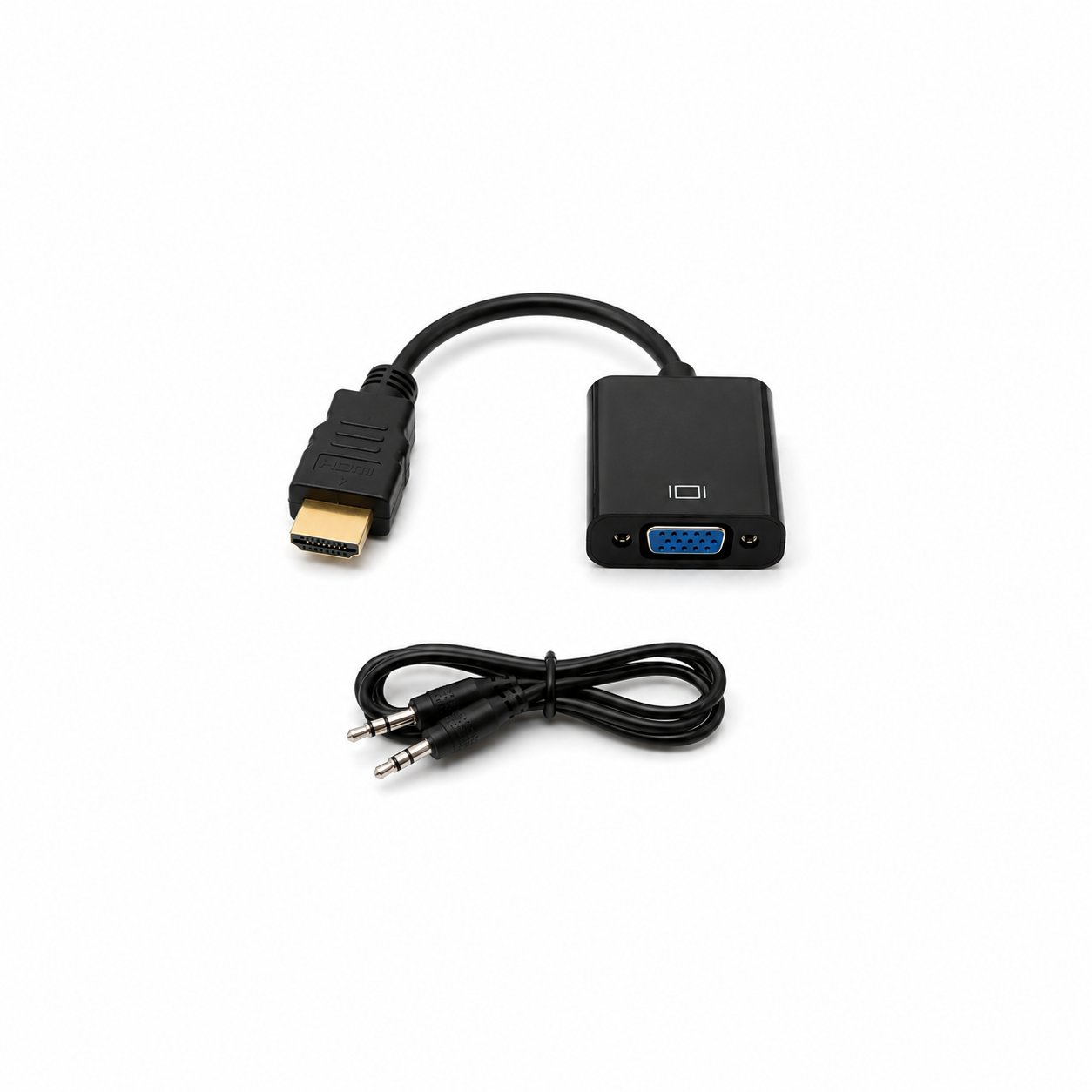 كابل تحويل من HDMI إلى VGA مزود بمنفذ ومنصِل للصوت (AUX)