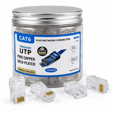 رأس شبكة RJ45 CAT6 UTP احترافي بتقنية Pass Through