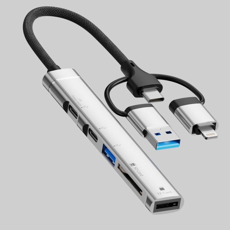 محول USB-C متعدد المنافذ 8 في 1 – Hub OTG احترافي