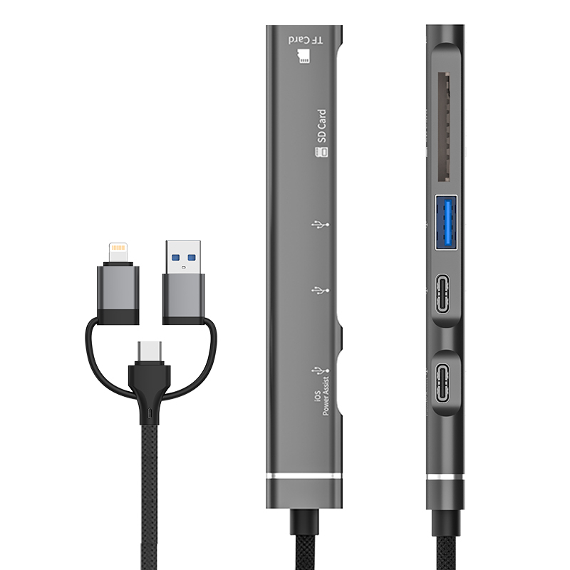 محول USB-C متعدد المنافذ 8 في 1 – Hub OTG احترافي