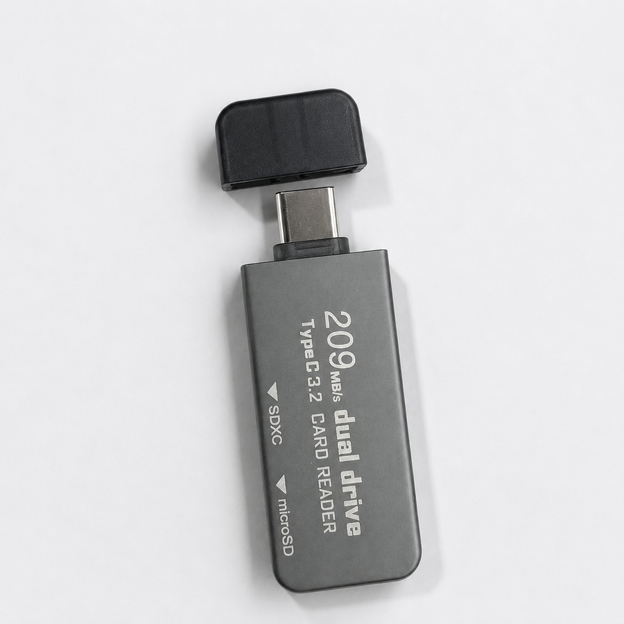 قارئ بطاقات ذاكرة Type-C USB 3.2 ثنائي المنافذ (SD / MicroSD)