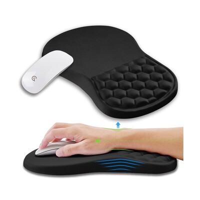 باد ماوس مريحة مع مسند معصم من الإسفنج الذكي Memory Foam وقاعدة مانعة للانزلاق