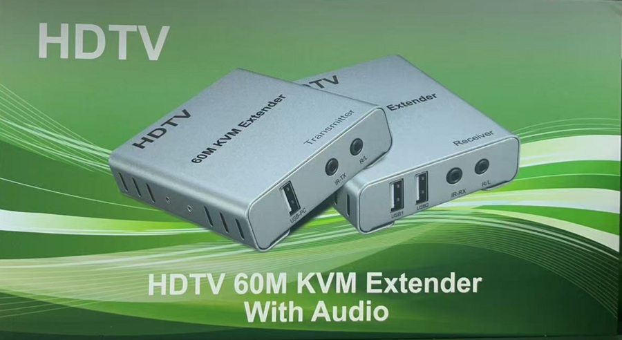 اكستيندر HDMI KVM مع الصوت حتى 60 متر عبر كابل الشبكة