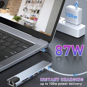 USB C HUB, 8 in 1 تحويلة
