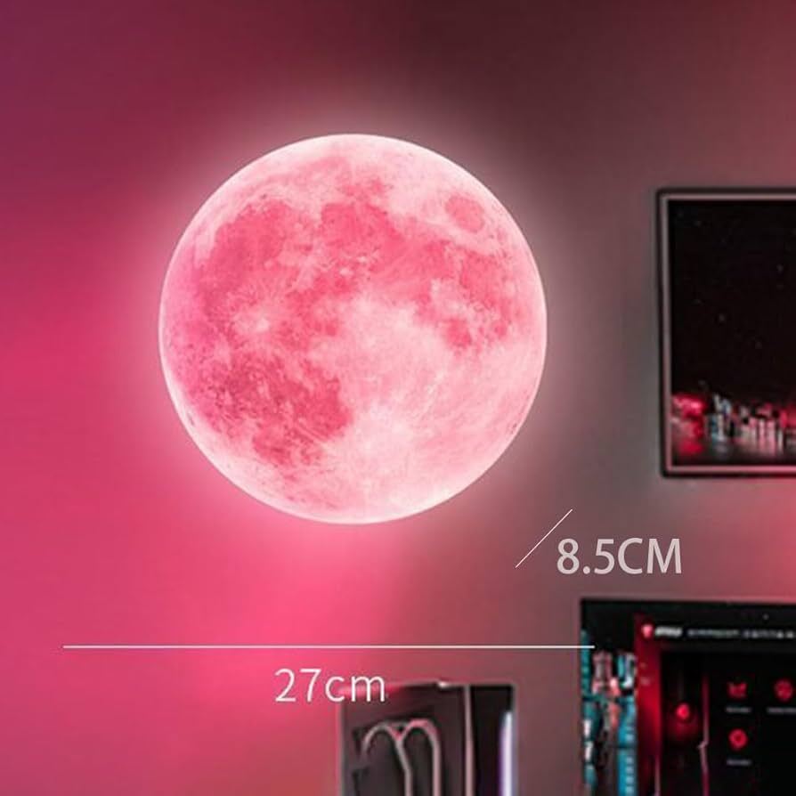 مصباح حائط LED بتصميم القمر RGB مع ريموت وتحكم بالتطبيق – 27 سم