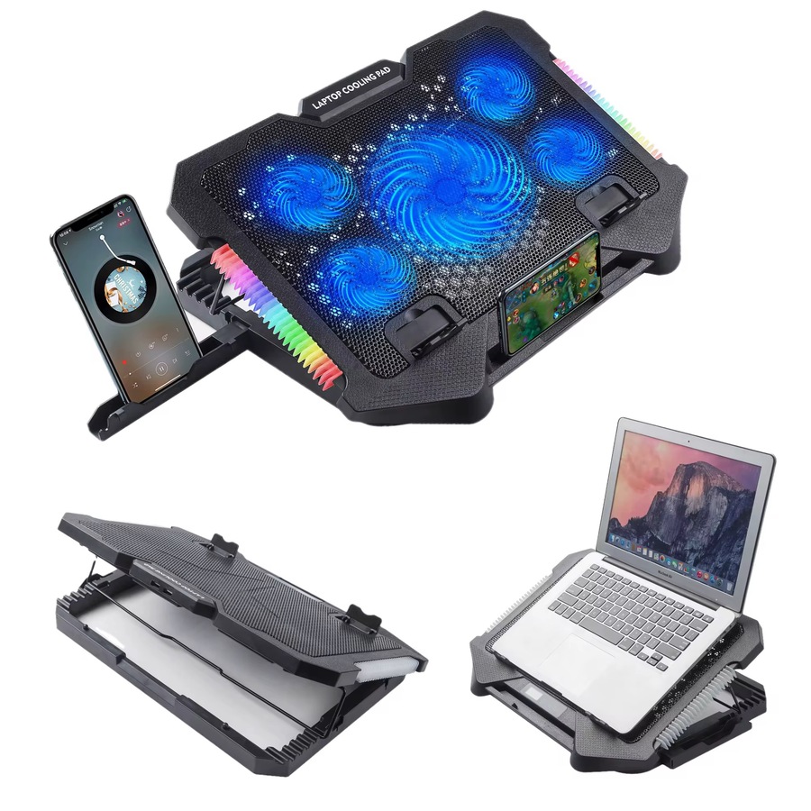 قاعدة تبريد لابتوب RGB بخمس مراوح