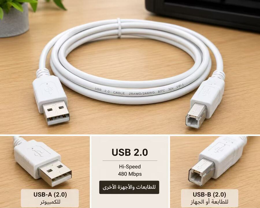 كابل طابعة 1.5متر USB 2.0 Printer Cable