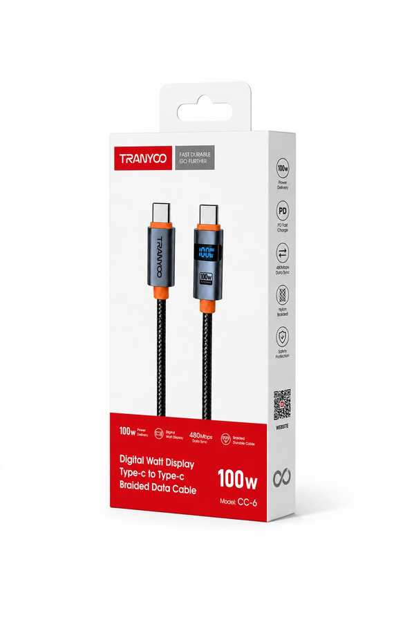 كابل Tranyoo T-CC6 بشاشة رقمية 100W