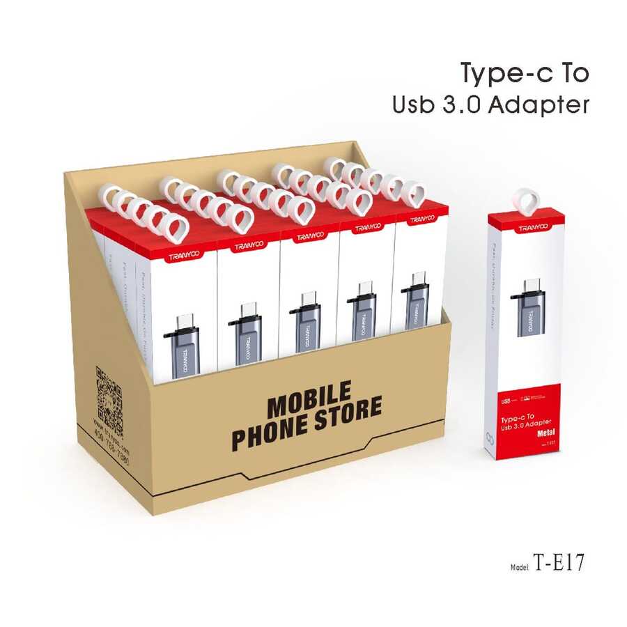 محول Tranyoo T-E17، الذي يحول منفذ Type-C إلى USB 3.0