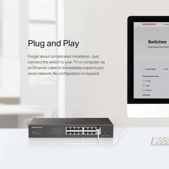 Mercusys 16-Port Gigabit Desktop/Rackmount Switch (موديل: MS116GS)
