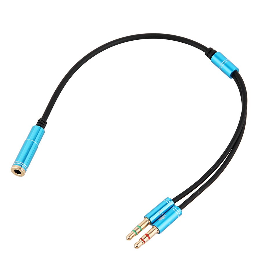 كابل محول صوت بمنفذ 3.5mm Male (4-Pole) إلى منفذين 3.5mm Female منفصلين