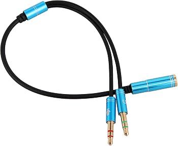 كابل محول صوت بمنفذ 3.5mm Male (4-Pole) إلى منفذين 3.5mm Female منفصلين